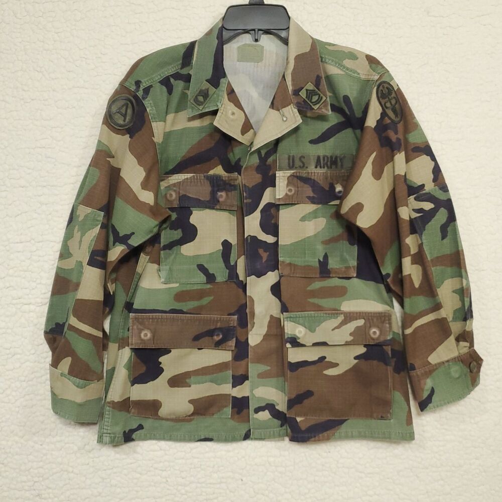 VTG 80s US Army BDU Woodland Camo Jacket Small X-Short Military M81